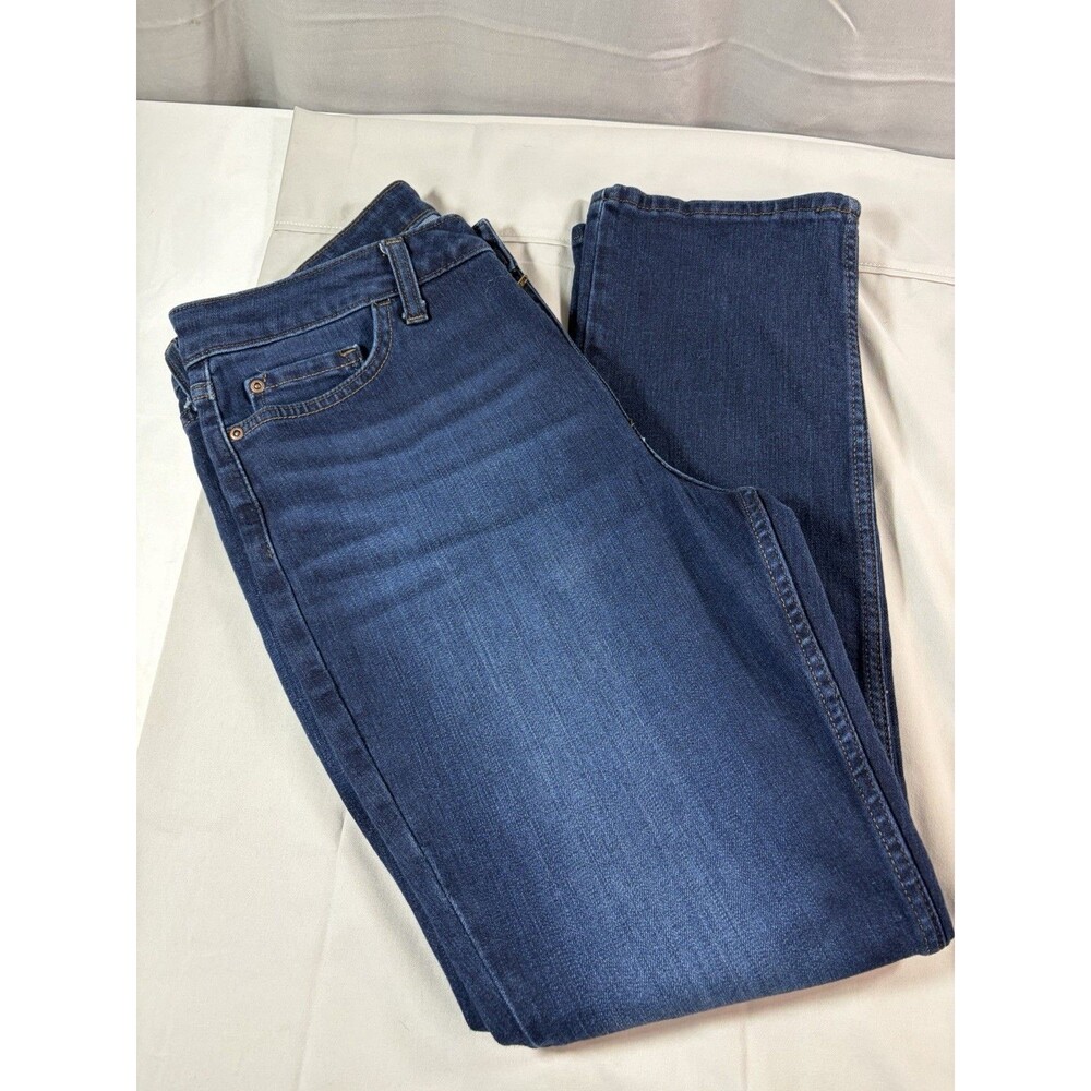 Lee Women's Midrise Straight Leg Dark Wash Stretch Jeans Pocket Size 14M EUC
